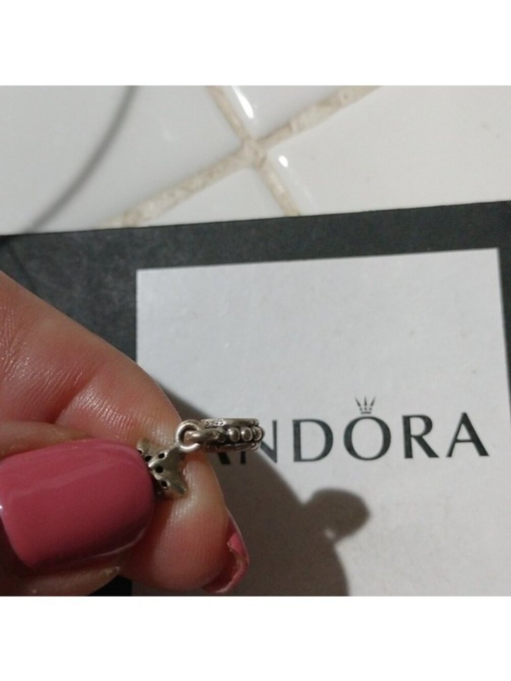 Pandora Retired Sterling Silver Pave Star Dangle Bead w/ CZ - 791024cz - Picture 4 of 6